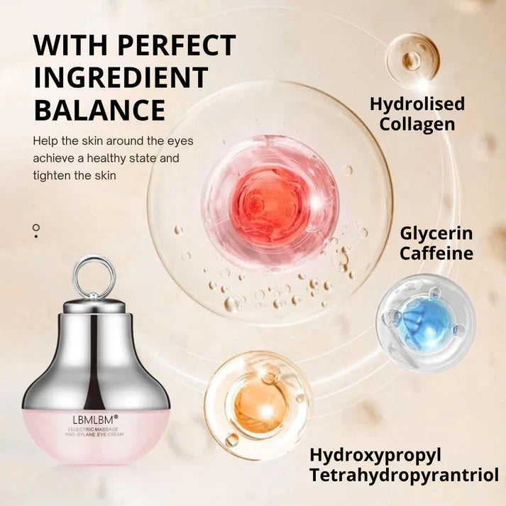 Light Eye Massage Cream with Caffeine & Hyaluronic Acid for Dark Circles Firming Fine Lines Hydrating Moisturizing Radiant Skin Care with Red Light Micro-Vibration Head