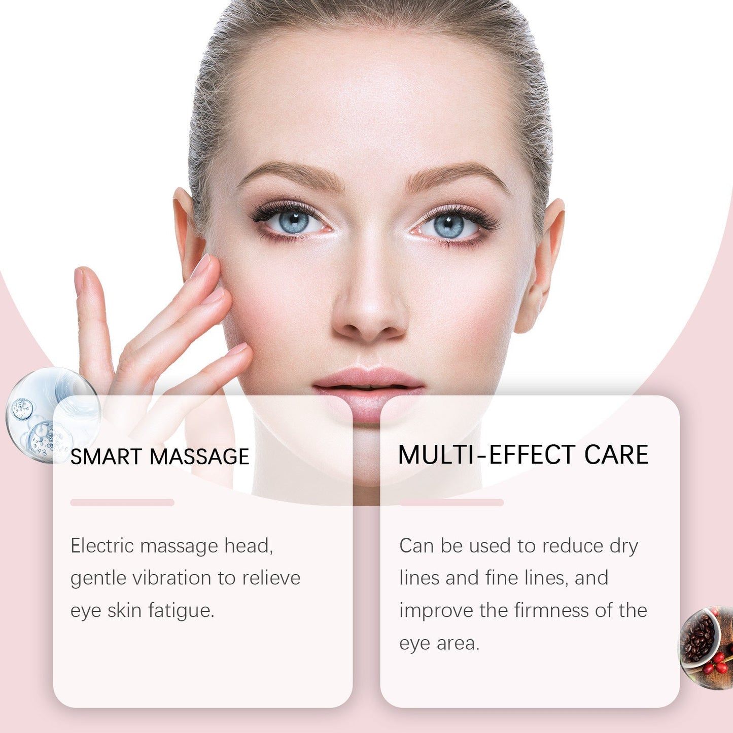 Light Eye Massage Cream with Caffeine & Hyaluronic Acid for Dark Circles Firming Fine Lines Hydrating Moisturizing Radiant Skin Care with Red Light Micro-Vibration Head