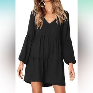 Women's V-Neck Belted Straight Dress